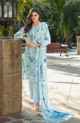 3-PC Unstitched Digital Embroidered Lawn By Tawakkal Fabrics | D-1242